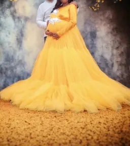 Custom Maternity Dress Yellow Size 14 for rent on The Volte - image 1