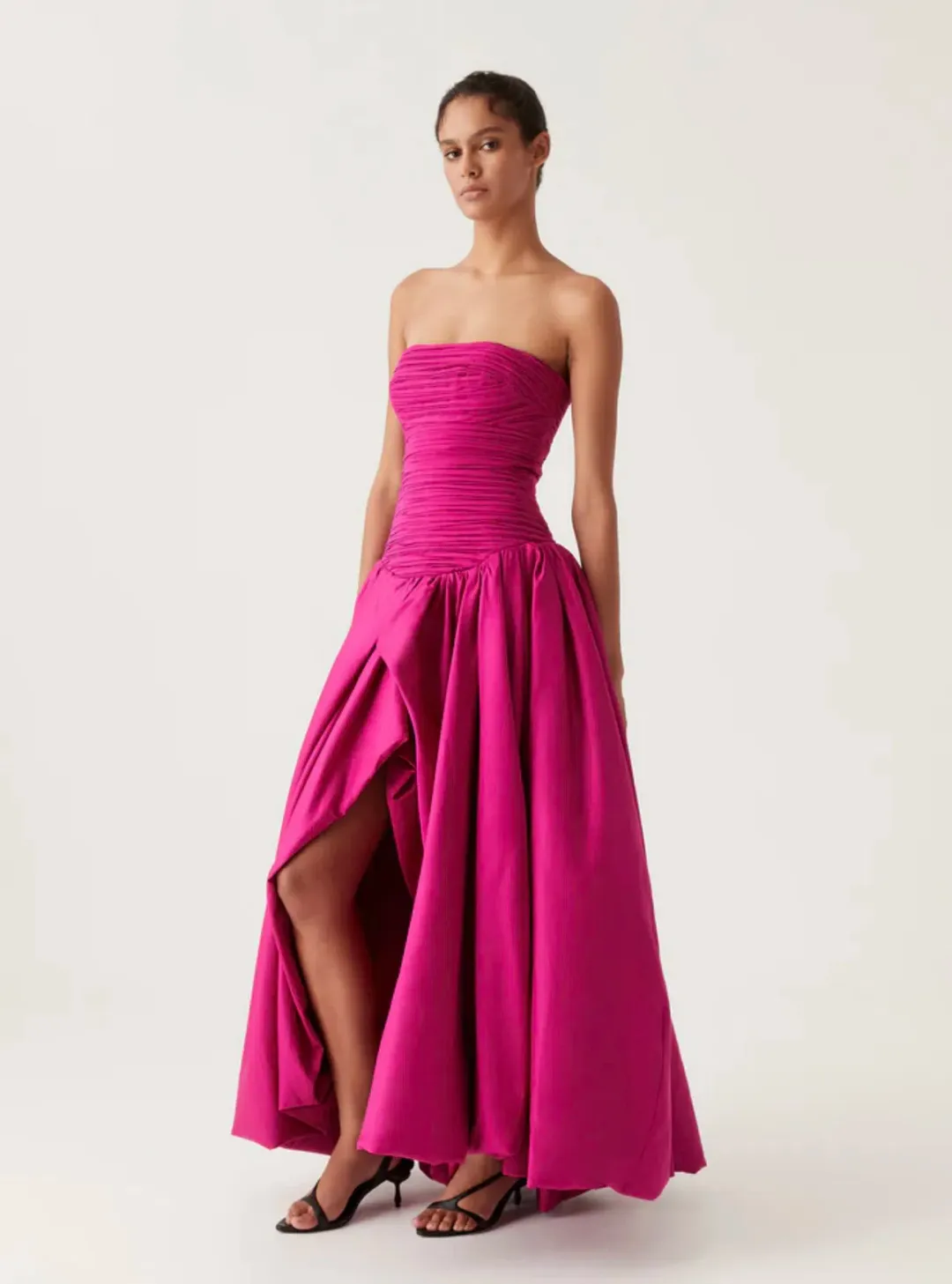 Aje Violette Bubble Hem Maxi Dress Deep Magenta Size 10 for rent on The Volte - main image