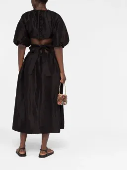 Aje Mimosa Puff Sleeve Midi Dress Black Size 8 for rent on The Volte - image 4