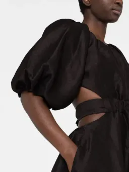 Aje Mimosa Puff Sleeve Midi Dress Black Size 8 for rent on The Volte - image 2