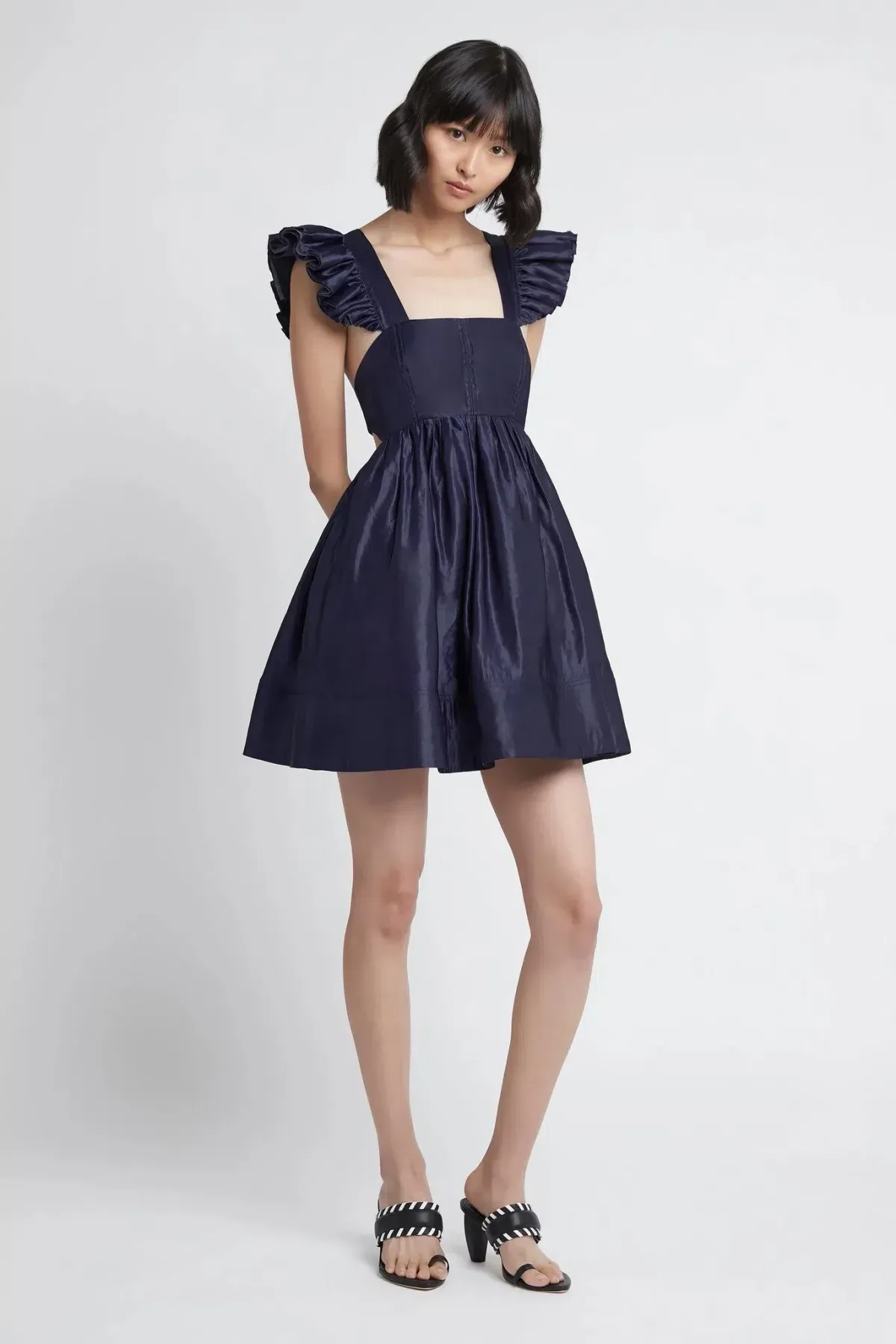 Aje Revitalise Frill Mini Dress Indigo Size 8 - Image 1