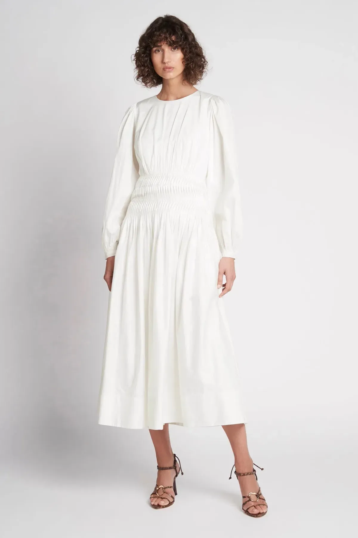 Aje Tidal Tucked Midi Dress Ivory Size 4 - Image 1