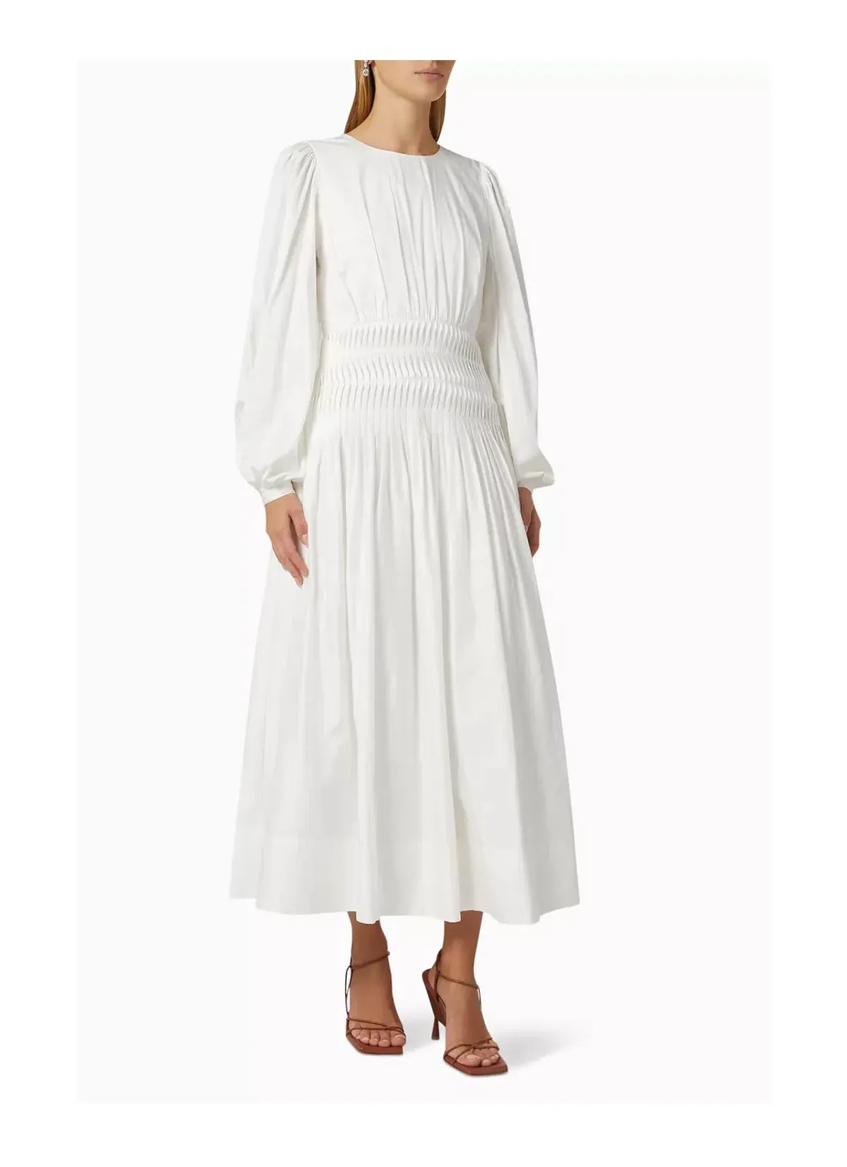 Aje Tidal Tucked Midi Dress Ivory Size 4 - Image 2