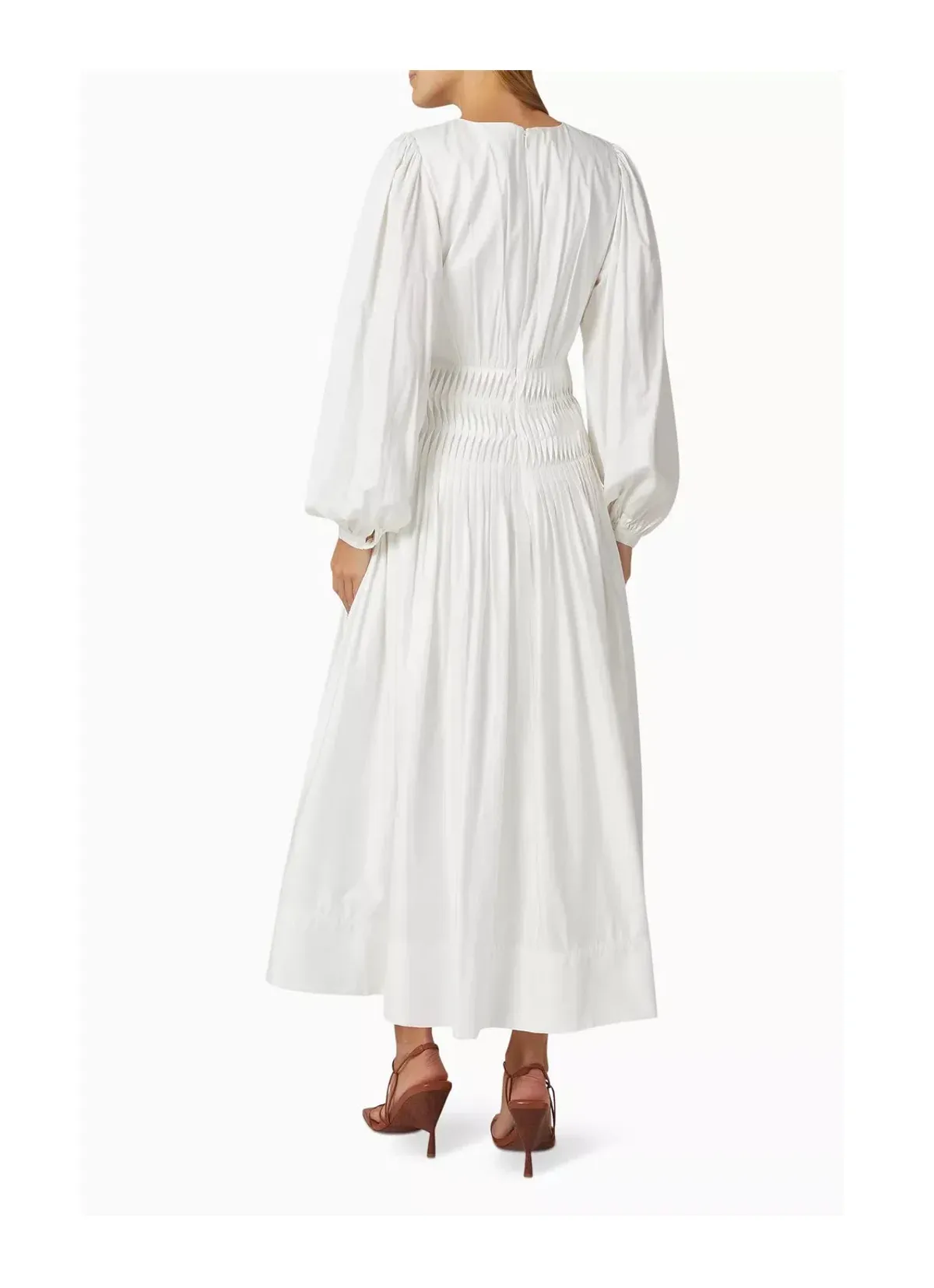 Aje Tidal Tucked Midi Dress Ivory Size 4 - Image 3