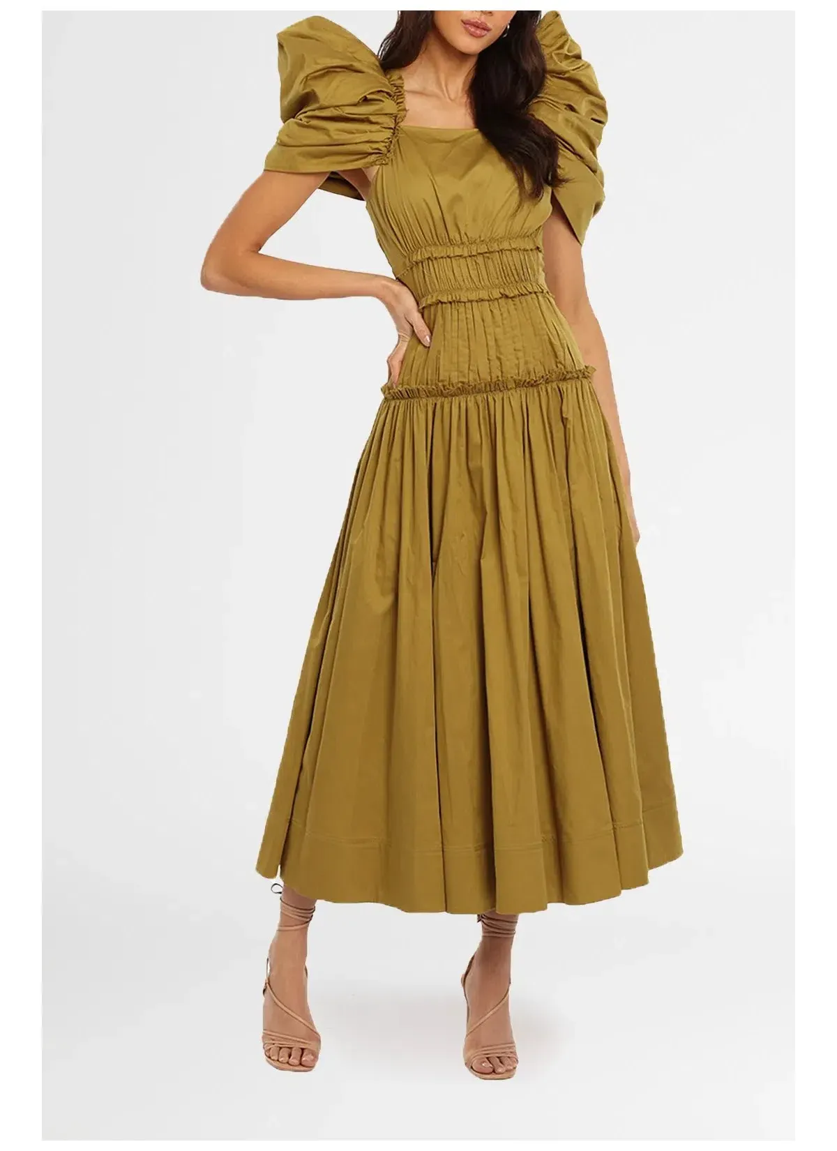 Aje Frequency Midi Dress Khaki Size 6 - Image 1