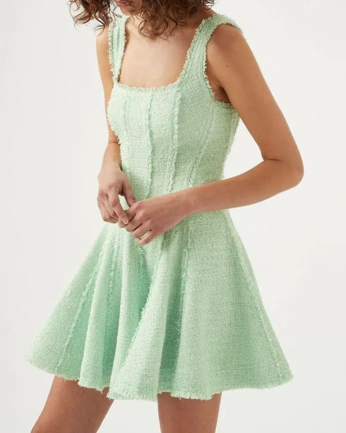 Aje Anais Boucle Mini Dress Mint Green Size 10 - Image 2