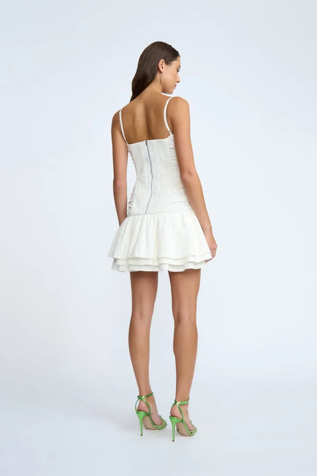 By Johnny Samantha Ruffle Mini Dress White Size 8 - Image 2