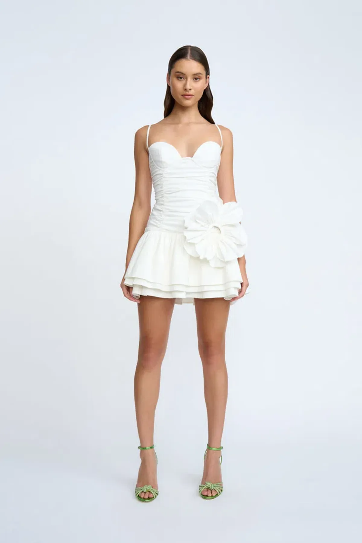 By Johnny Samantha Ruffle Mini Dress White Size 8 - Image 1