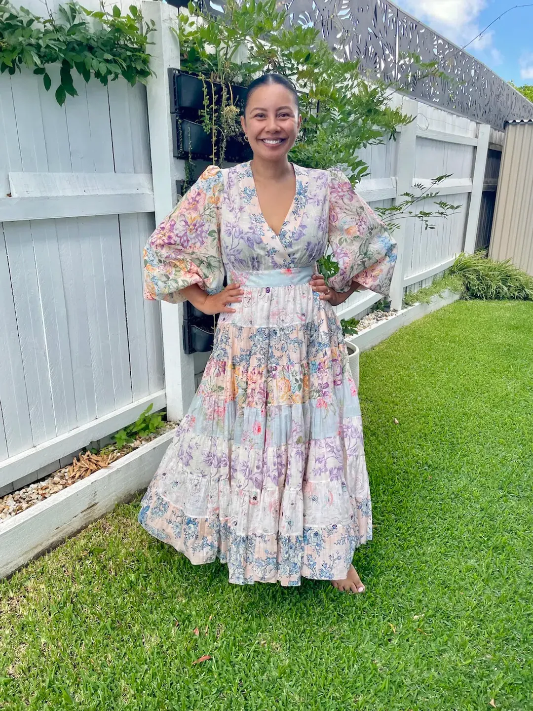 Zimmermann Halliday Tiered Midi Dress in Spliced Size 3/AU 14 for rent on The Volte - main image