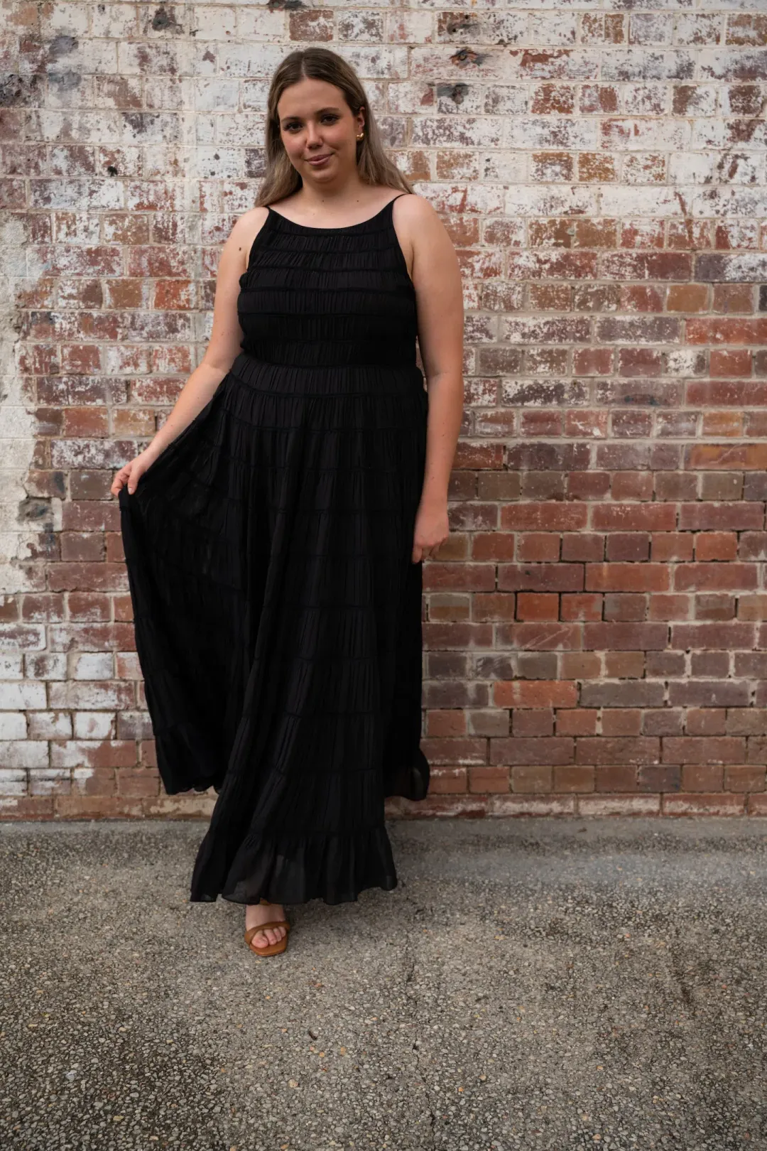 Aje Rosewood Ruched Maxi Dress Black Size 16 for rent on The Volte - main image
