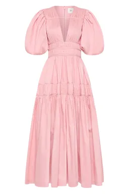 Aje Fallingwater Ruched Midi Dress in Chalk Pink Size AU 14 for rent on The Volte - image 4