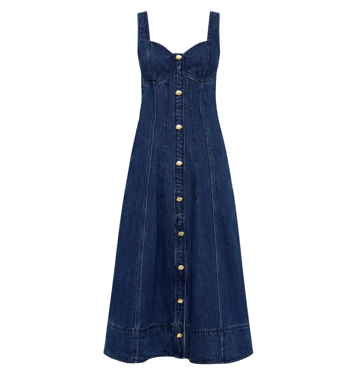 Aje May Denim Midi Dress Dark Indigo Size AU 8 - Image 4