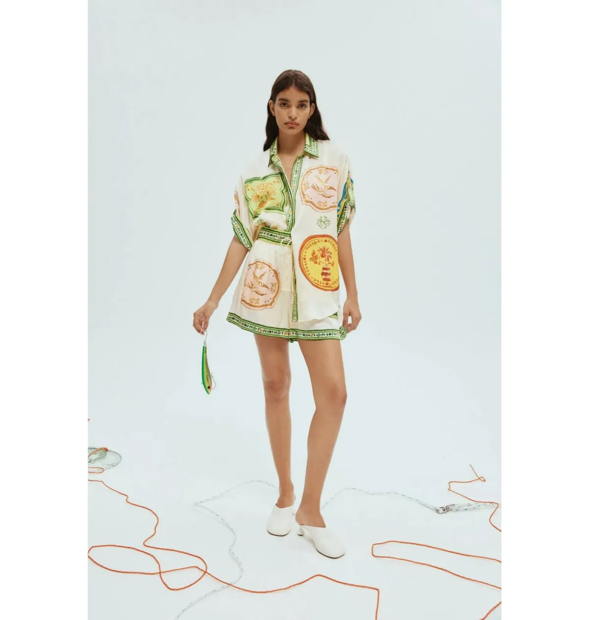 Alemais Porcelain Silk Shirt and Short Set Print Size AU 10 - Image 1