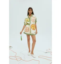 Alemais Porcelain Silk Shirt and Short Set Print Size AU 10 for rent on The Volte - image 1