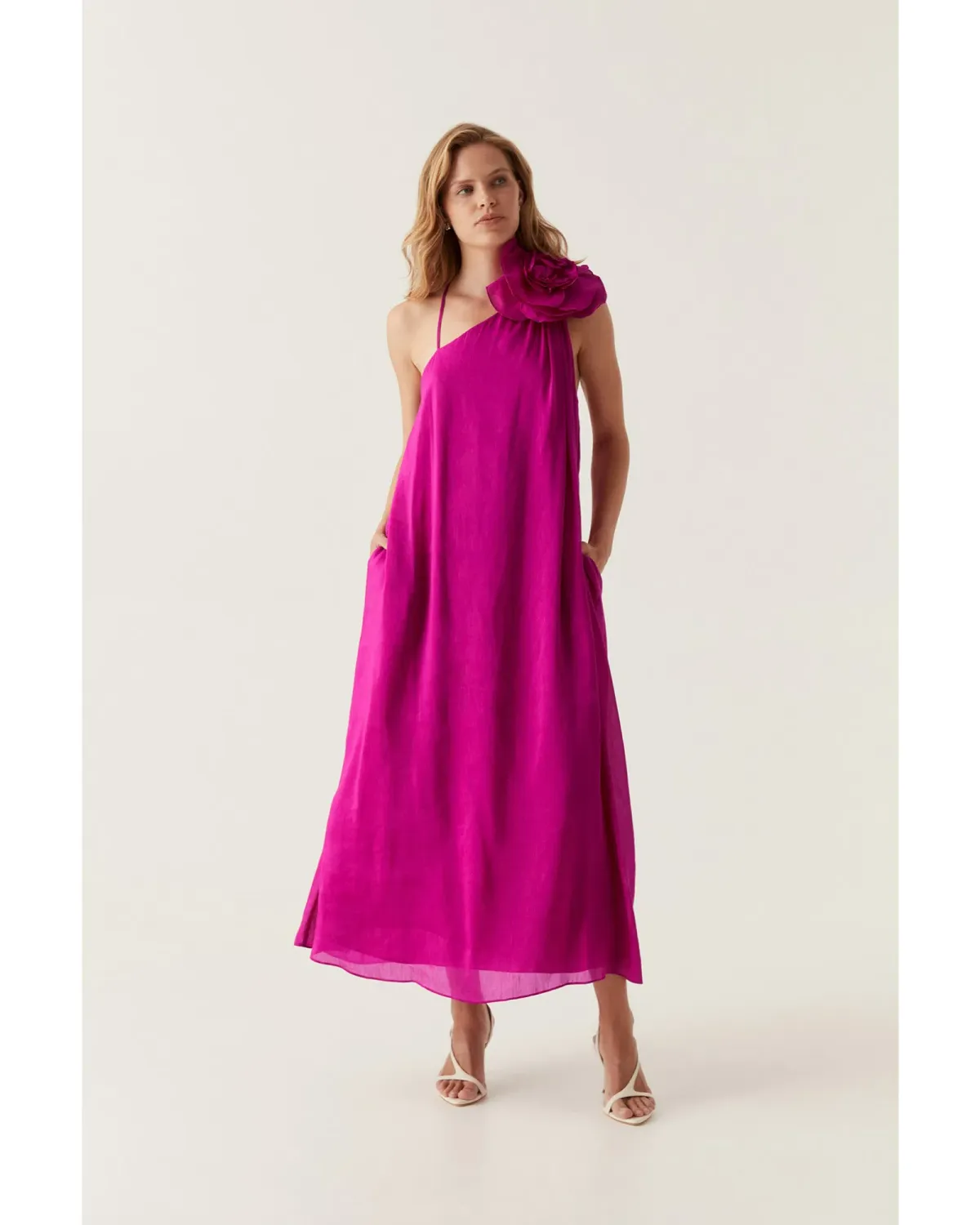 Aje Quintessa Flower Midi Dress in Deep MAgenta Size AU 14 - Image 1