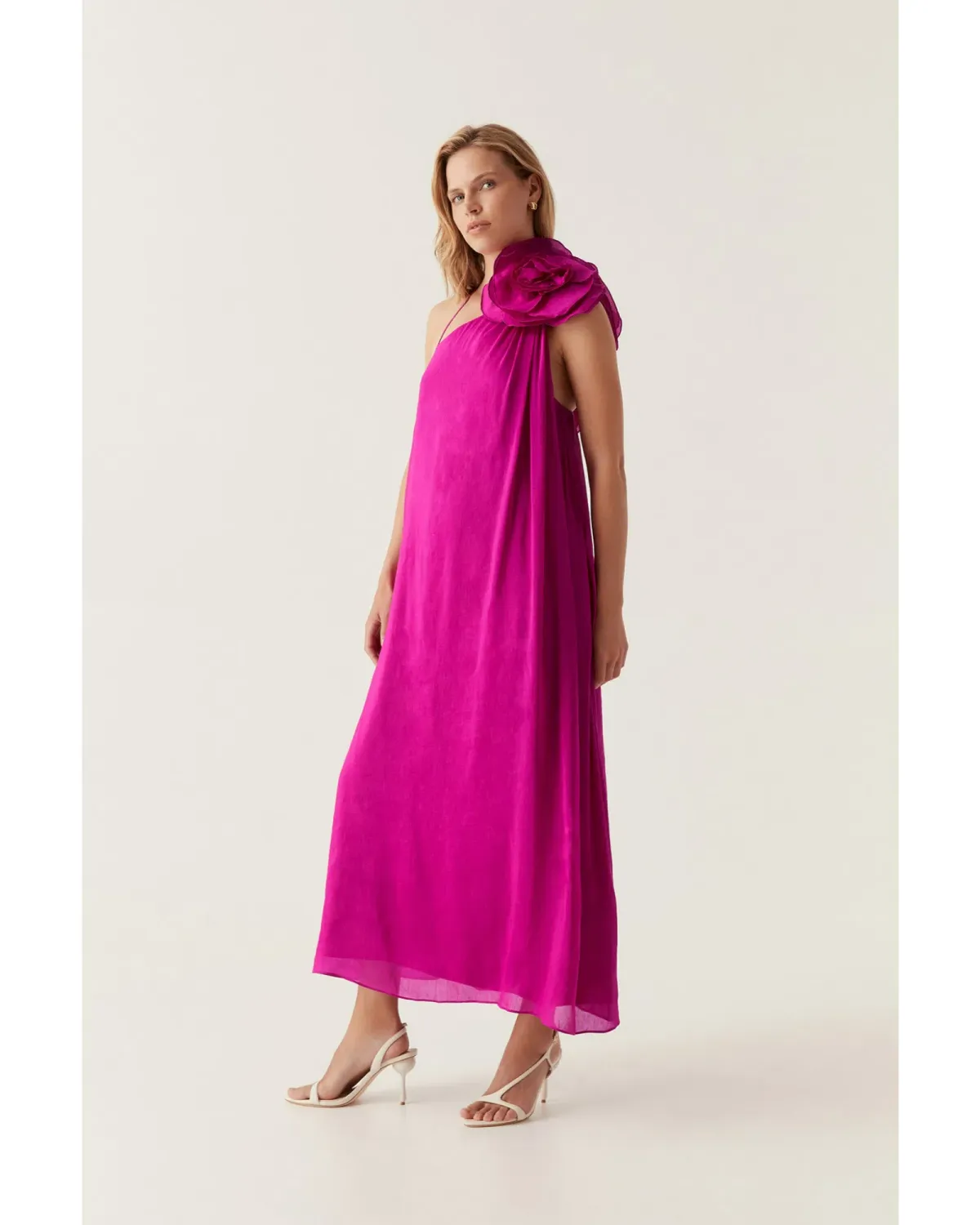 Aje Quintessa Flower Midi Dress in Deep MAgenta Size AU 14 - Image 3