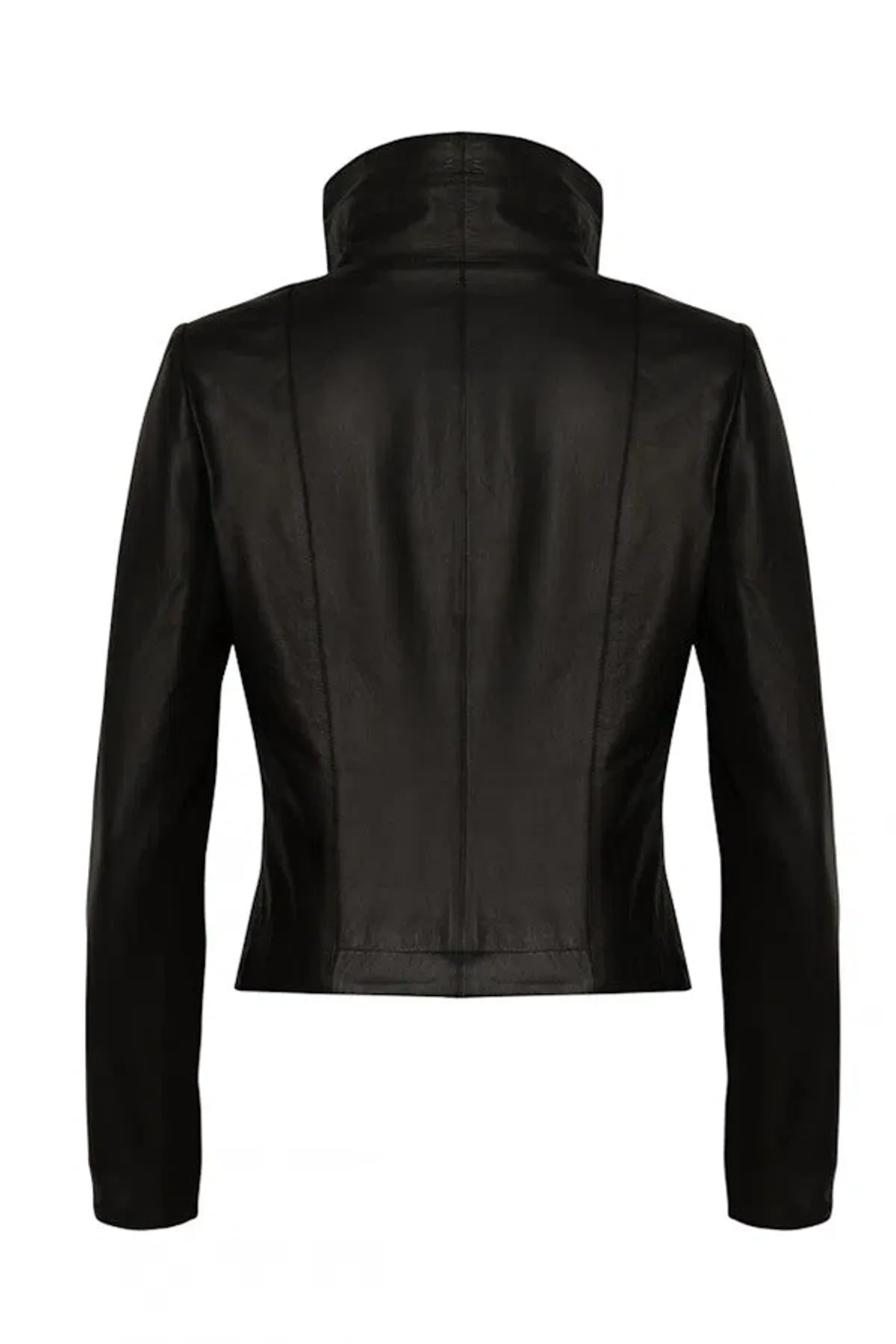 White Suede Leather Tumble Jacket Matt Black Size 6 - Image 3