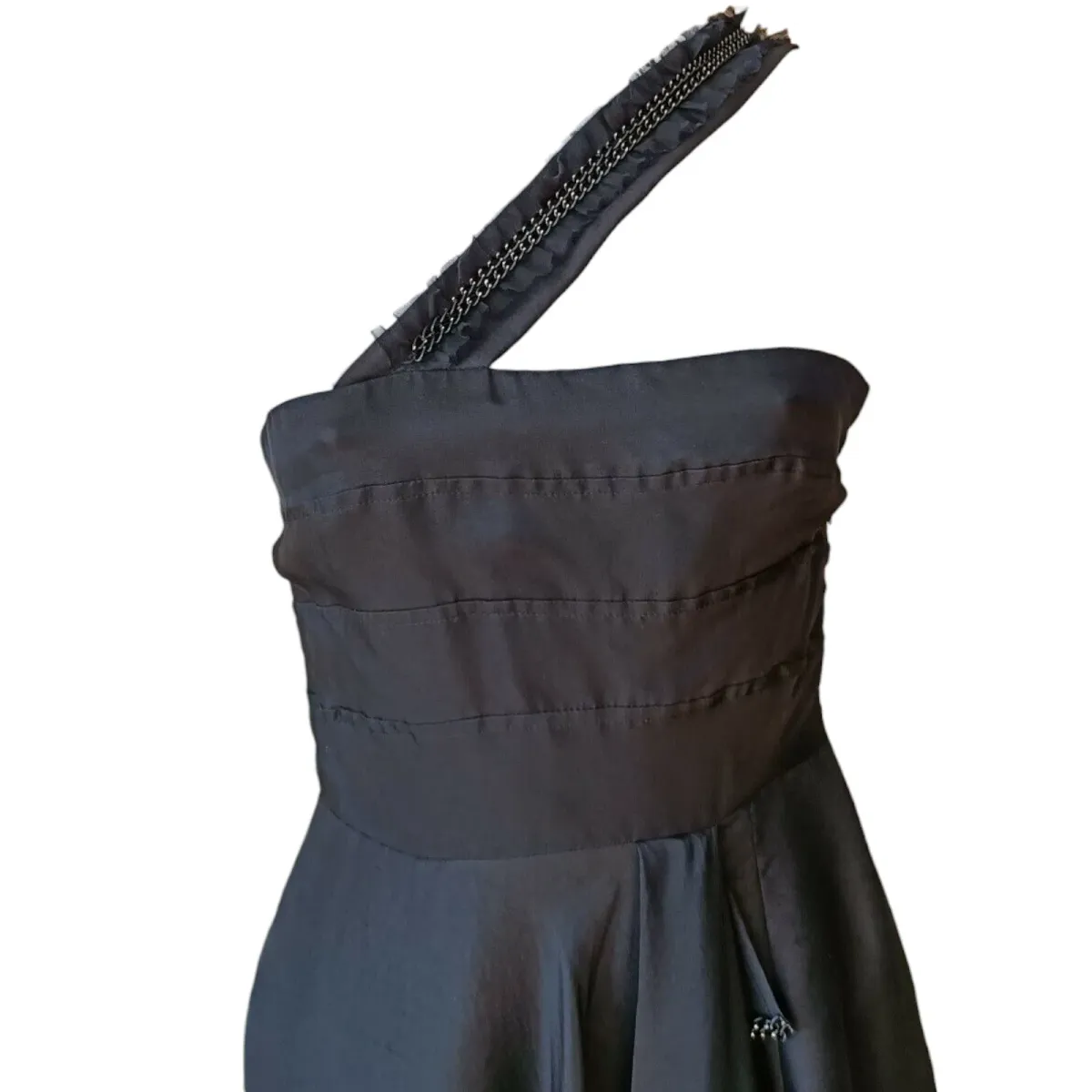 Rachel Gilbert One Shoulder Silk Mini Dress Black Size 0 / AU 6 - Image 3