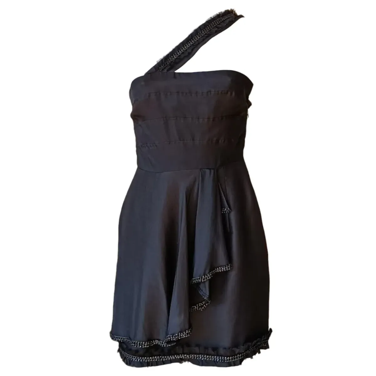 Rachel Gilbert One Shoulder Silk Mini Dress Black Size 0 / AU 6 - Image 1