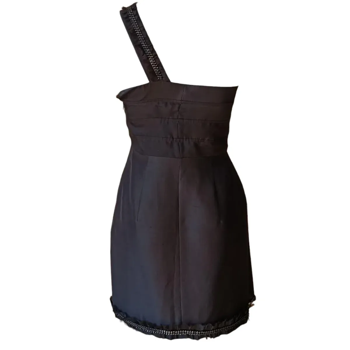 Rachel Gilbert One Shoulder Silk Mini Dress Black Size 0 / AU 6 - Image 2