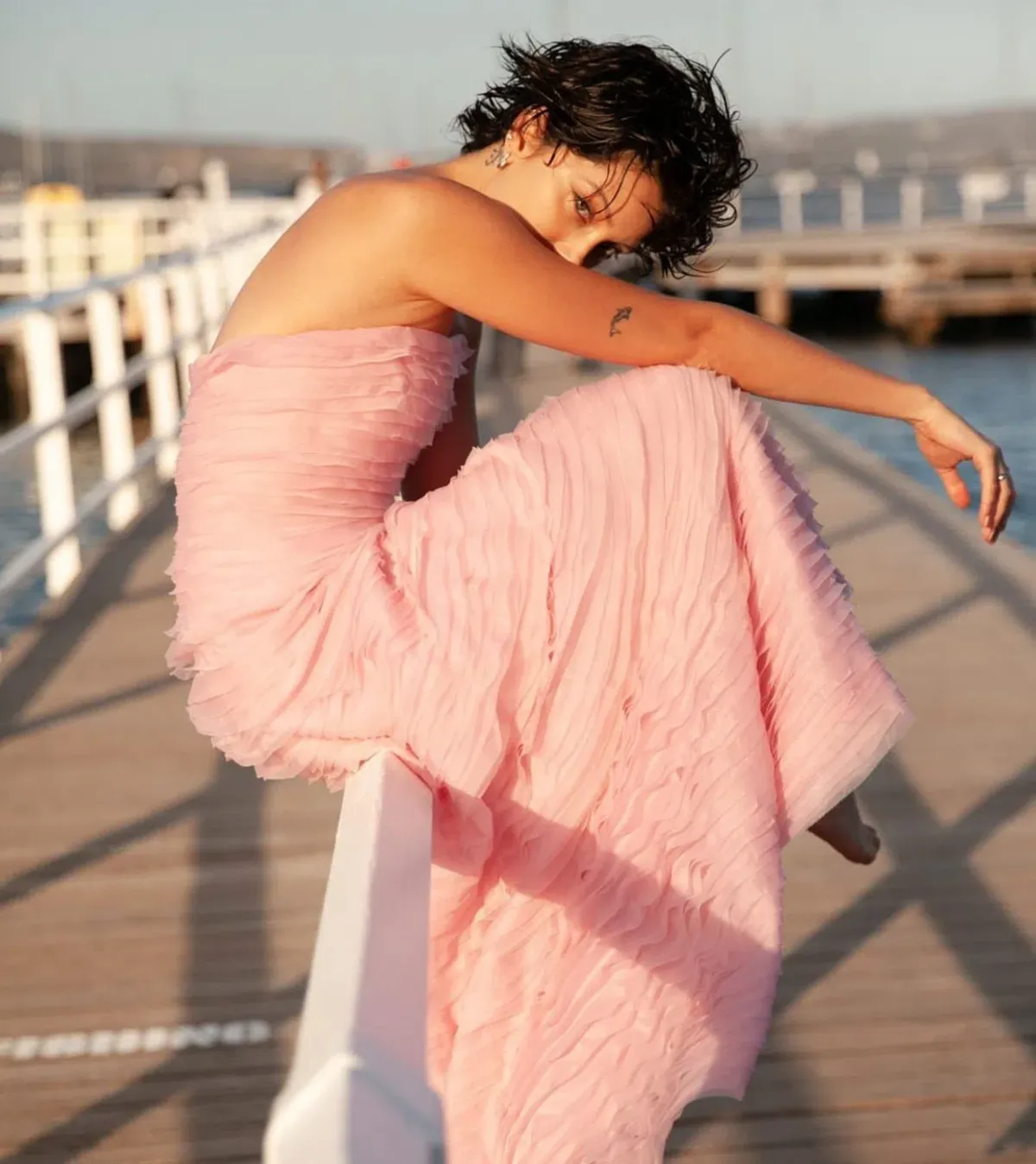 Aje Soundscape Maxi Dress in Chalk Pink Size 10 - Image 3