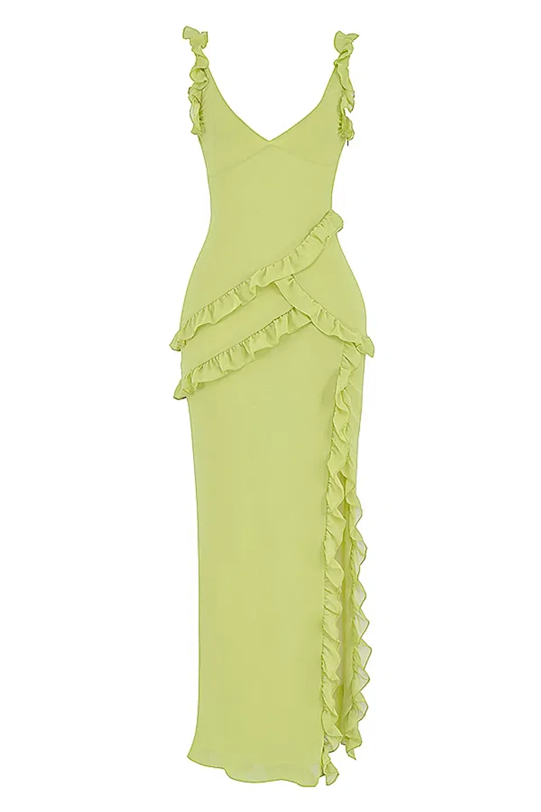 House of CB Pixie Ruffle Maxi Dress Lime Size L / AU 12 for rent on The Volte - main image