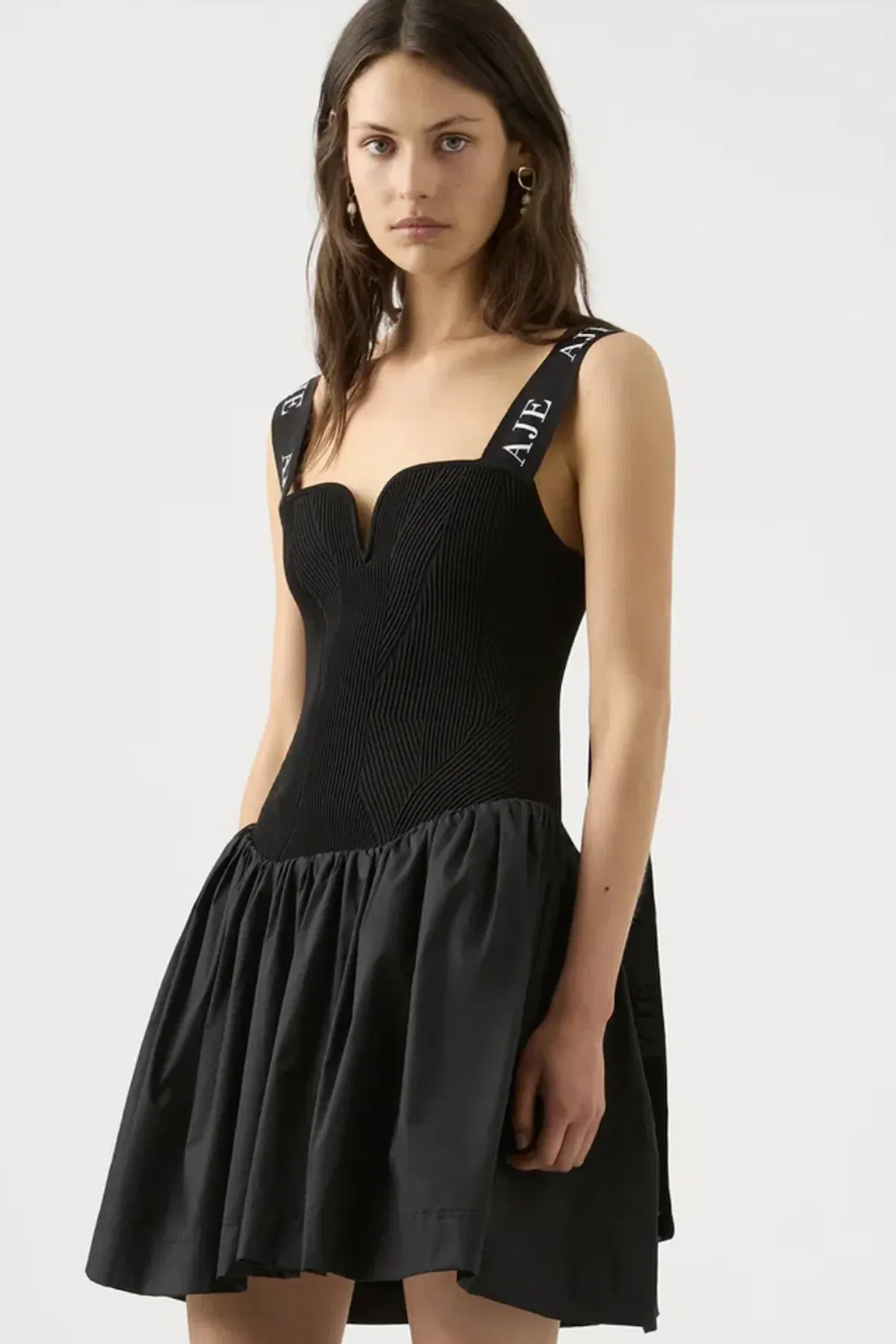 Aje Mira Logo Strap Tulip Mini Dress in Black - Size S - Image 2