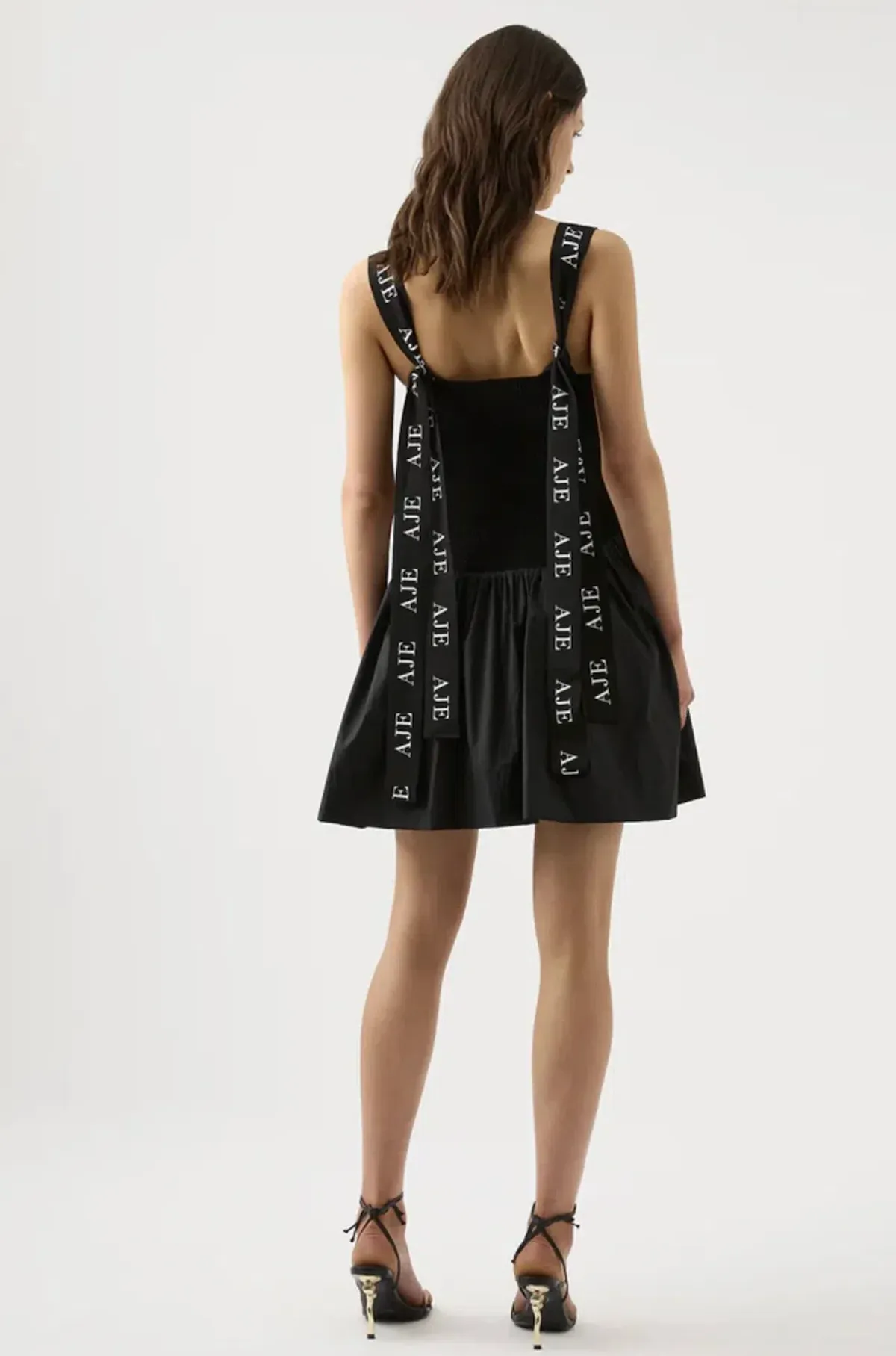 Aje Mira Logo Strap Tulip Mini Dress in Black - Size S - Image 4
