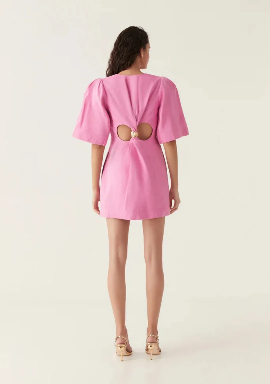 Aje Hunter Twisted Mini Dress Pink Size 10 for rent on The Volte - main image