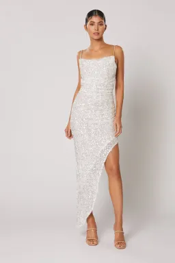 Winona Asha Asymmetrical Dress White/Silver Size S/AU 8 for rent on The Volte - image 1