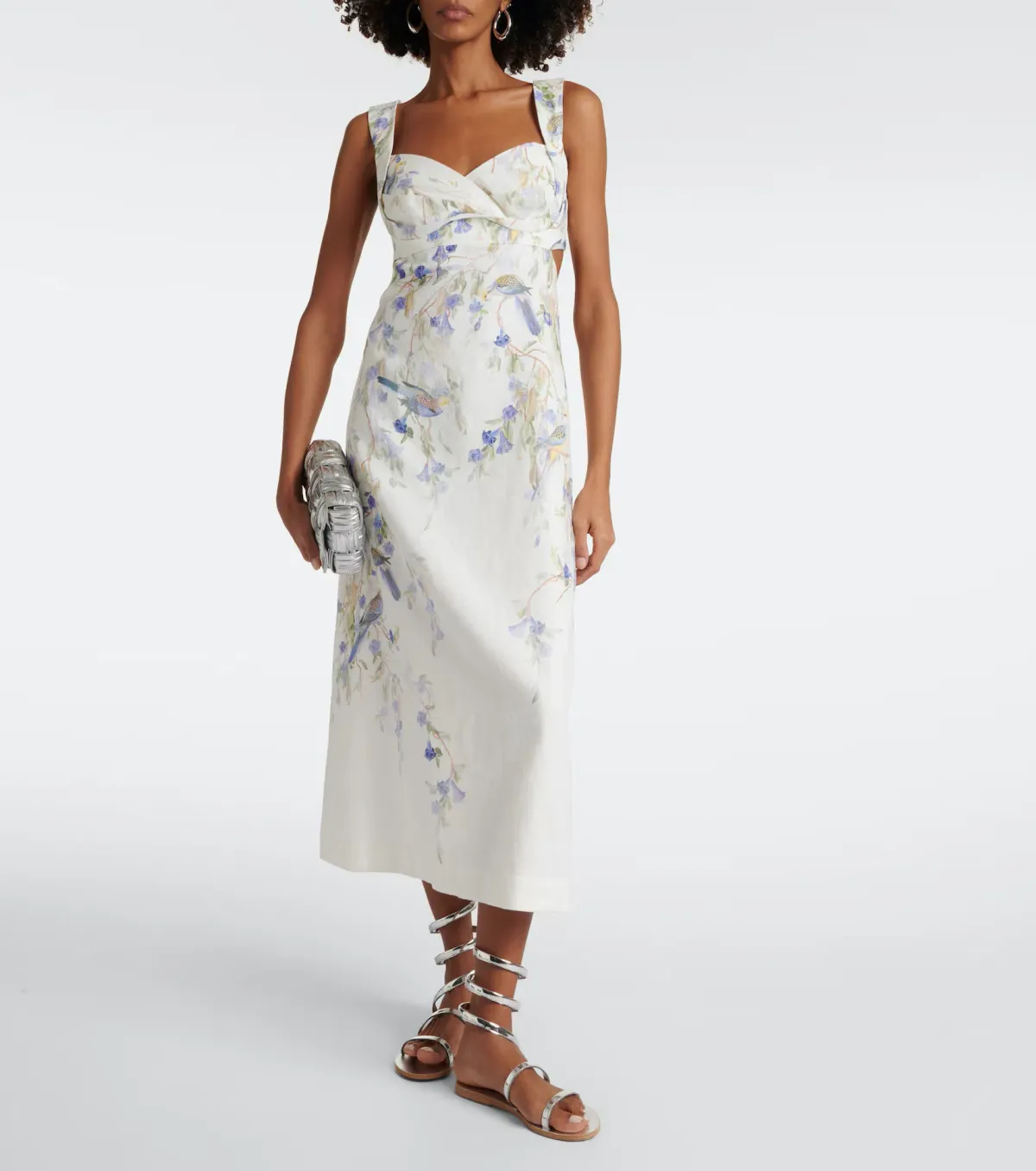 Zimmermann Natura Midi Dress Blue Birds Size 0 / AU 8 for rent on The Volte - main image