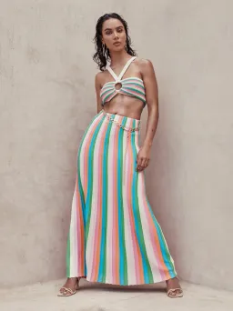 Sheike Rainbow Bright Knit Top and Skirt Set Multi Size 6 for rent on The Volte - image 1