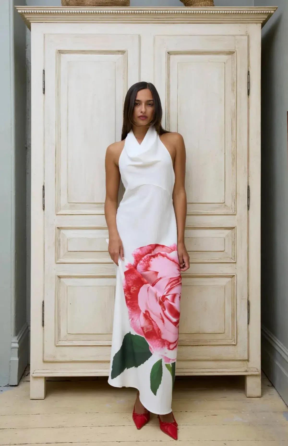 With Harper Lu Cowl Slip Dress White Rose Size XS / AU 6 - Image 2