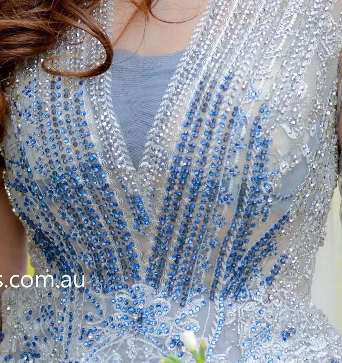 Stunning Silver Engagement ball gown size small - Image 2