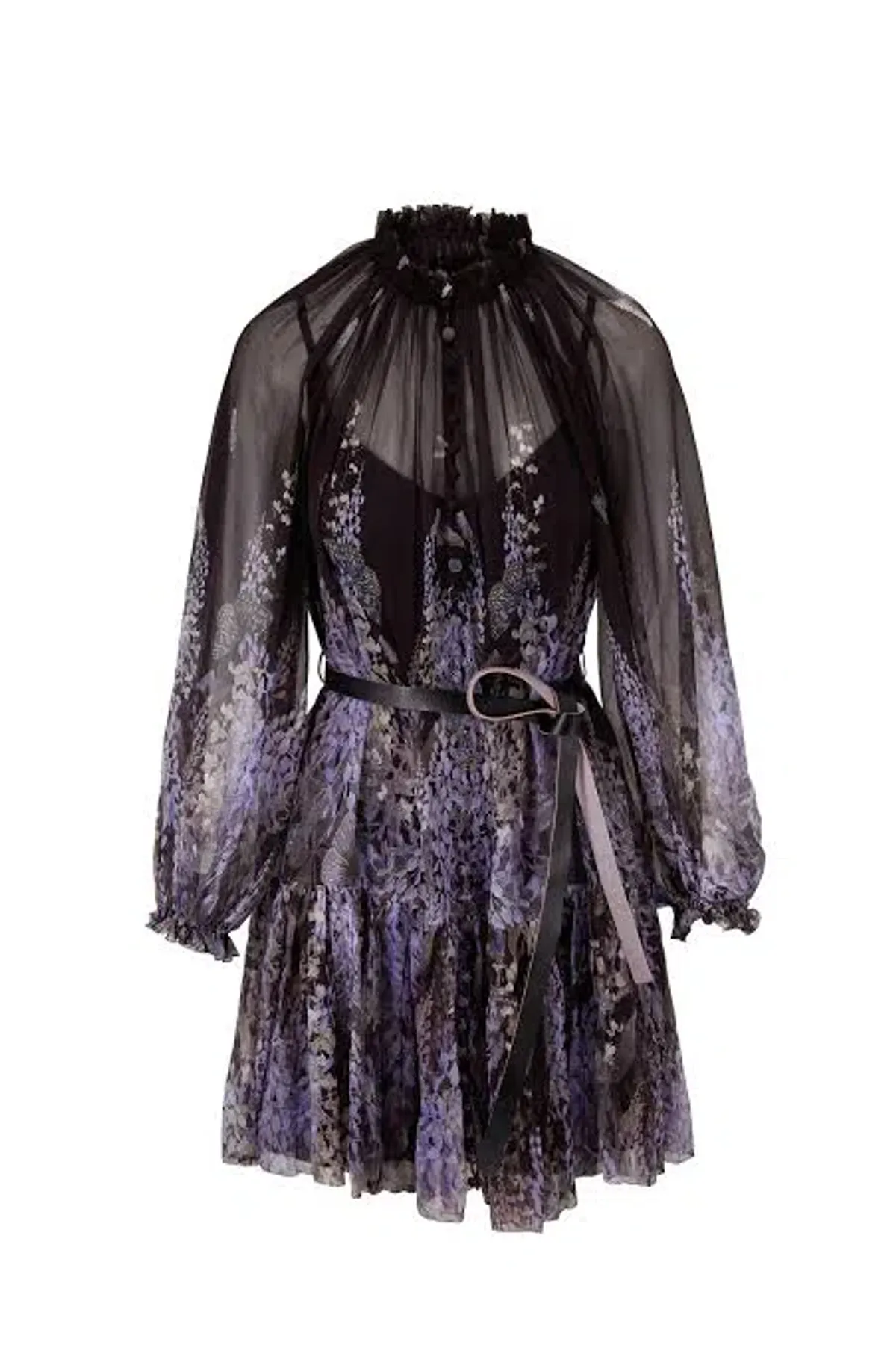 Zimmermann Botanica Lantern Mini Dress Black Lavender Tea Size 1 / AU 10 - Image 5