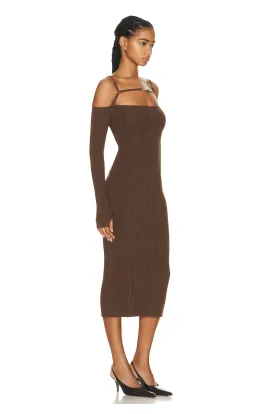 Jacquemus La Robe Sierra Midi Dress Brown Size AU 6 for rent on The Volte - image 2