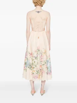 Zimmermann Halliday Scallop Midi Dress in Cream Watercolour Floral Size 1 (AU 10) for rent on The Volte - image 3