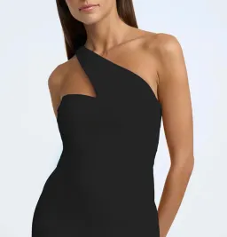 By Johnny Sharp One Shoulder Mini Dress in Black Size L / AU 12 for rent on The Volte - image 4