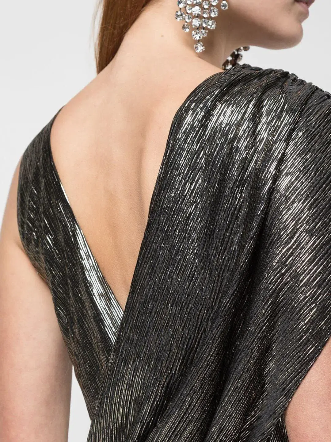 Alice & Olivia Roxy Drape Midi Dress Metallic Size 10 for rent on The Volte - main image