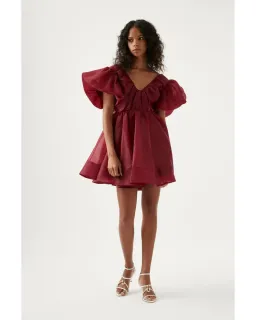 Aje Gretta Organza Mini Dress Burgundy Size AU 6 for rent on The Volte - image 3