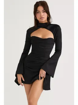 House of CB Toira Draped Corset Mini Dress Black Size Small / AU 8 for rent on The Volte - image 1
