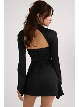 House of CB Toira Draped Corset Mini Dress Black Size Small / AU 8 for rent on The Volte - image 4