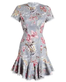 Zimmermann Merced Flutter Dress In Blue Floral Print Size 0P / AU 6 for rent on The Volte - image 4