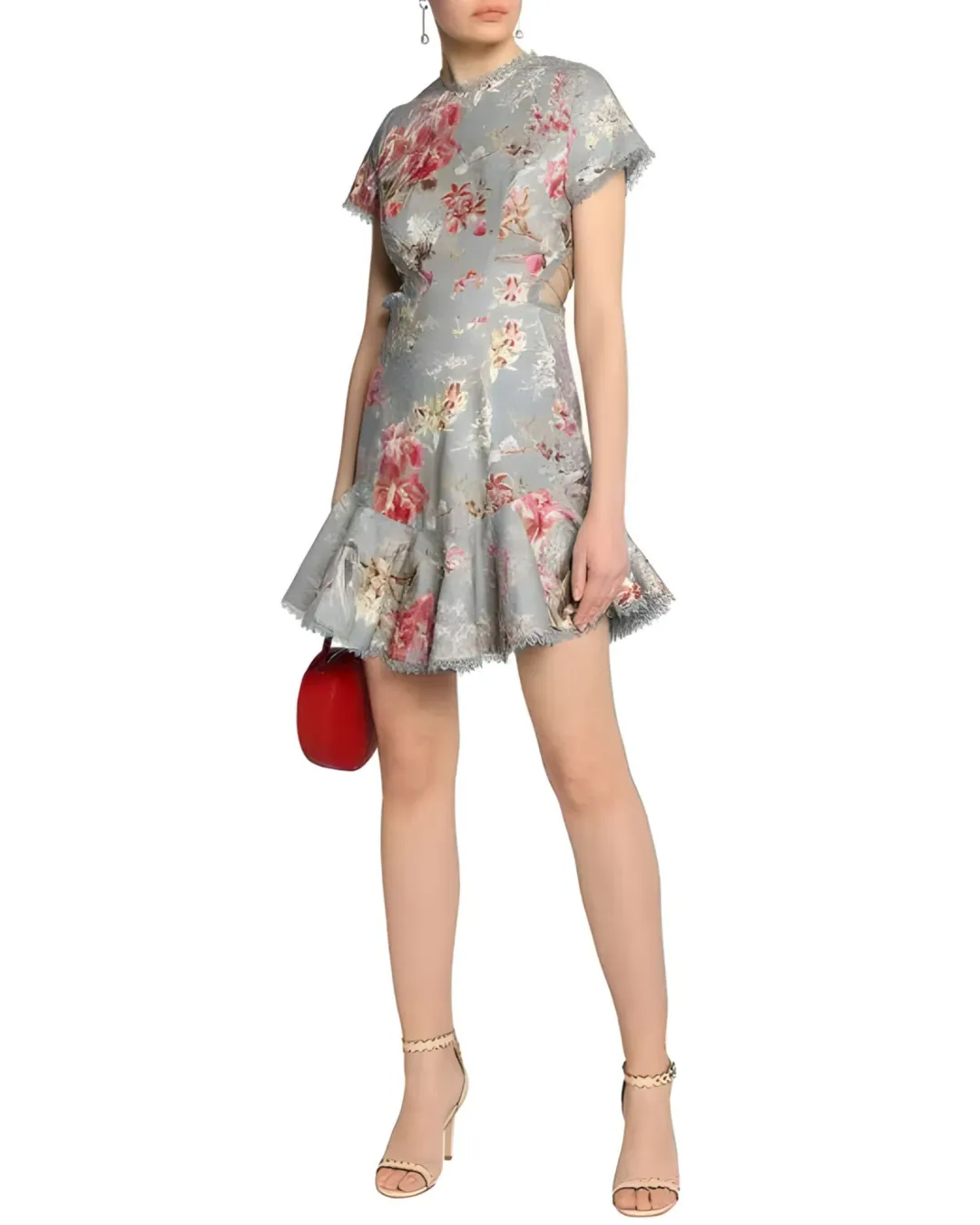 Zimmermann Merced Flutter Dress In Blue Floral Print Size 0P / AU 6 for rent on The Volte - main image