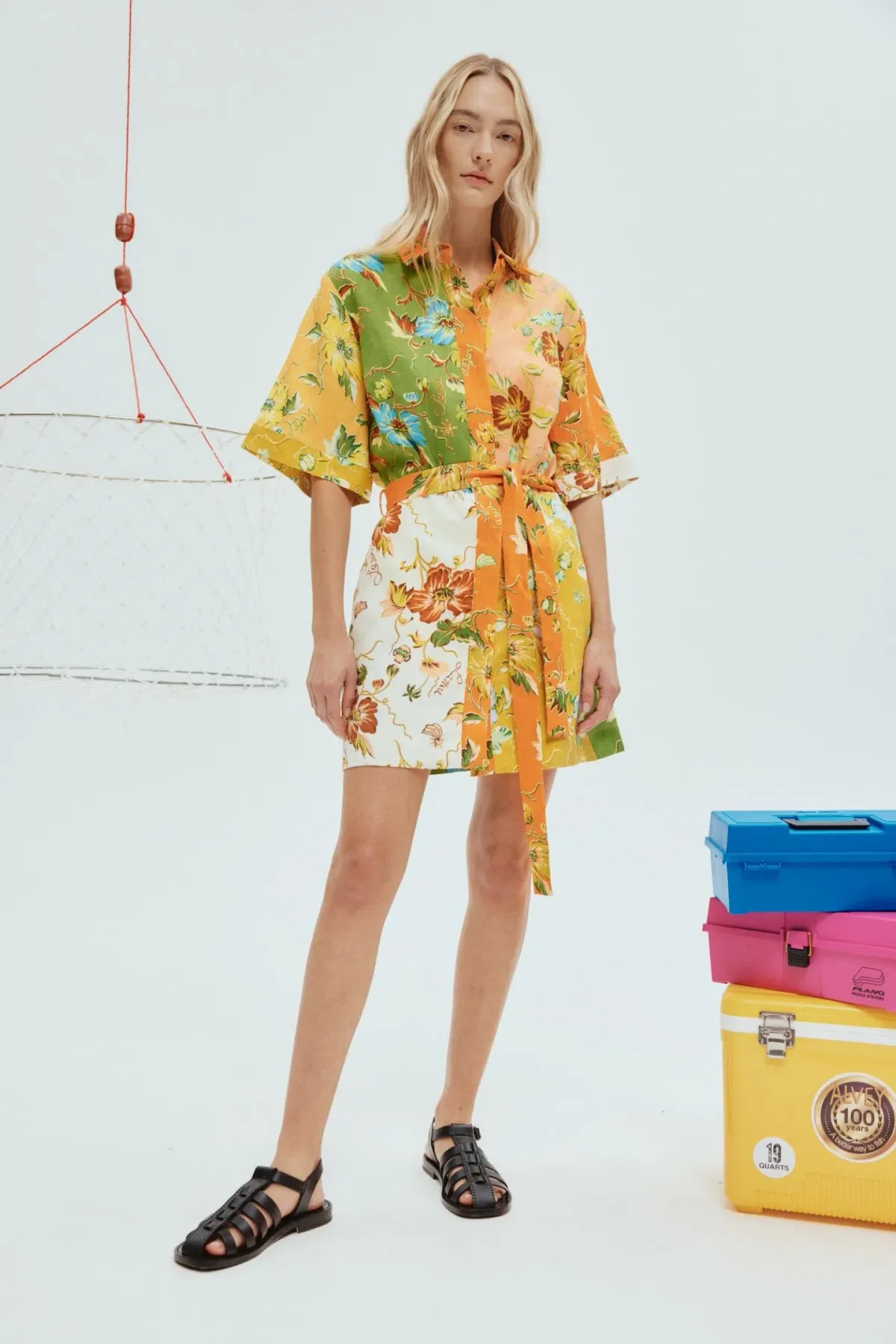 Alemais Hotel Lamu Spliced Mini Dress Multi Floral Size 16 - Image 1