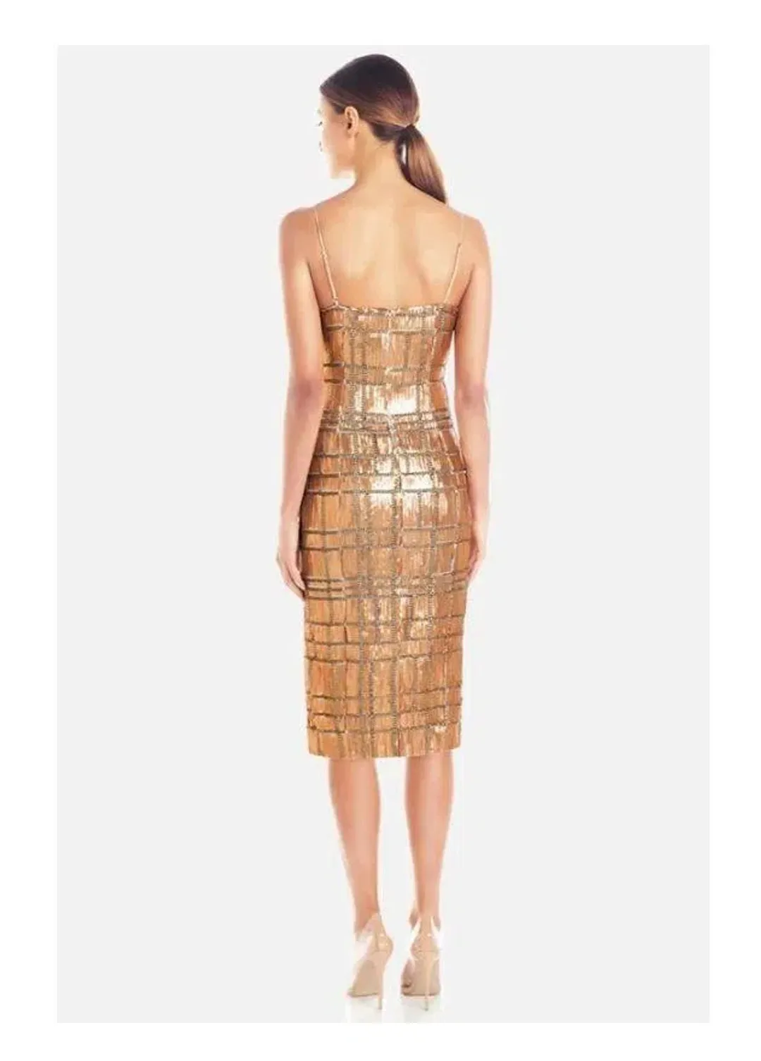 Misha Yvette Gold Sequin Dress Gold Size 8 for rent on The Volte - main image