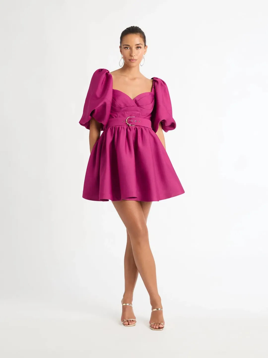 Sheike Sienna Puff Sleeve Mini Dress in Raspberry Pink Size 6 for rent on The Volte - main image