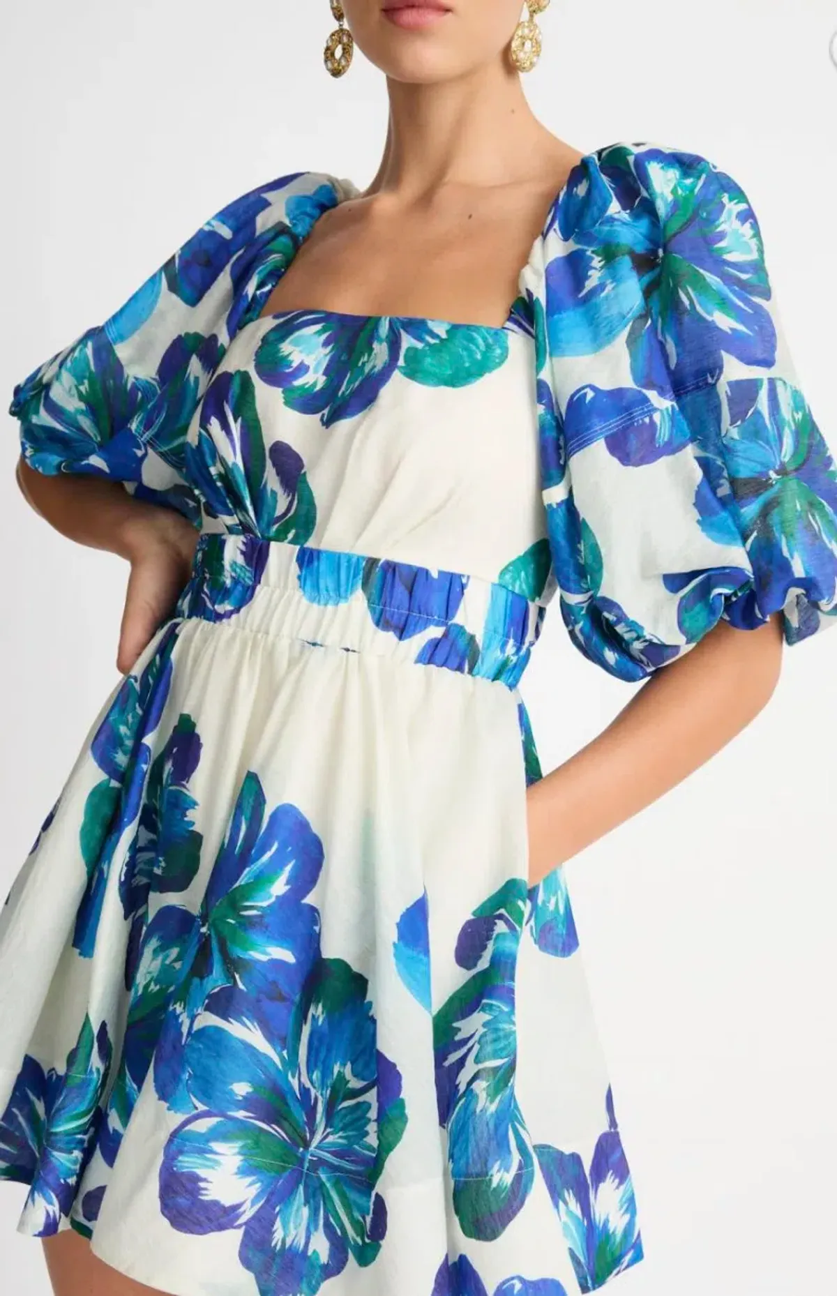 Sheike Hibiscus Mini Dress Floral Blue Size 6 - Image 3