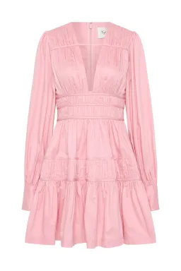 Aje Fallingwater Ruched Mini Dress Pink Size 12 for rent on The Volte - image 3