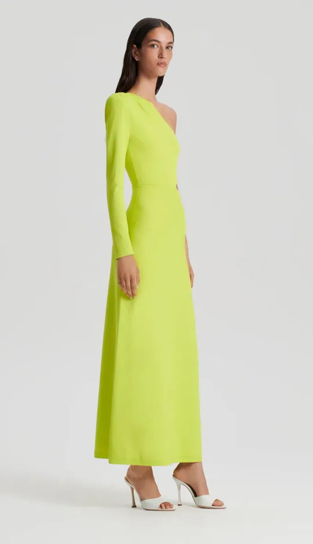 Scanlan Theodore Crepe Knit One Shoulder Gown Neon Size S/AU 8 for rent on The Volte - main image